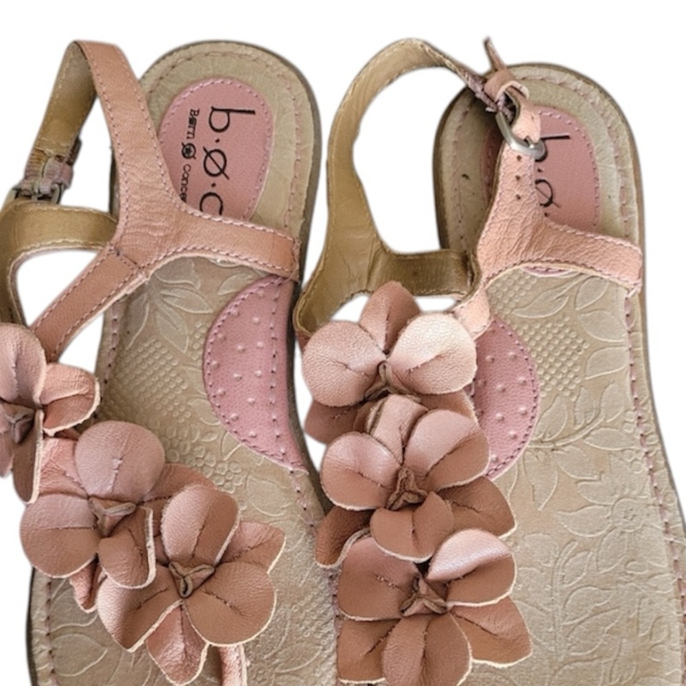B.O.C Born Out Of Concept leather Blush Pink Nude Floral Flat Sandals Size 39/8 - Picture 11 of 16